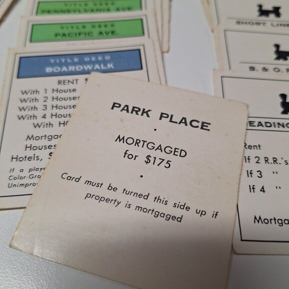 Monopoly Replacement Deed Cards Property Vintage Full Set Crafts Jagged Edge 60s - Picture 4 of 5
